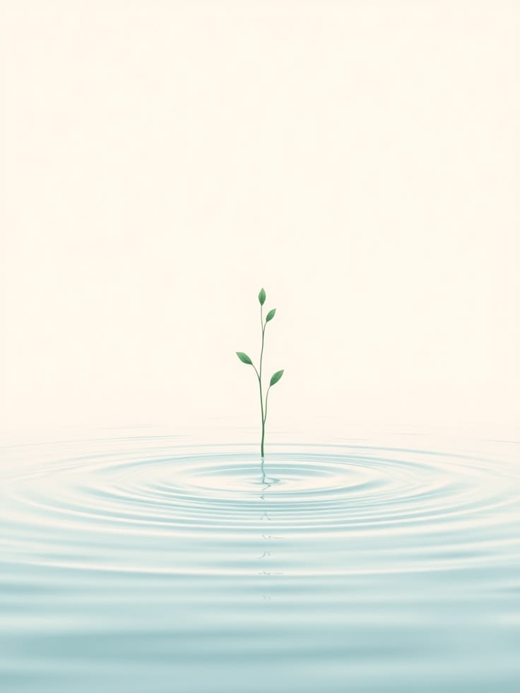 Jeune pousse sur l’eau, symbole de renouveau et d’équilibre
