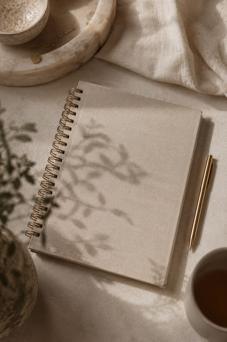 Carnet et stylo dans une lumière douce, illustration du cadre et de l’éthique Cell’ine